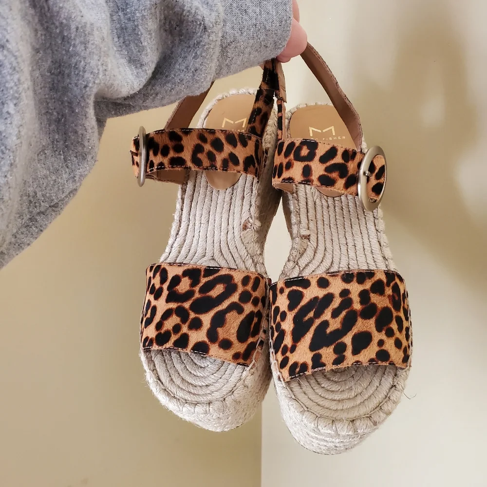 Marc Fisher Ltd Espadrilles Leopard Print NWOB Boho Coastal Festival